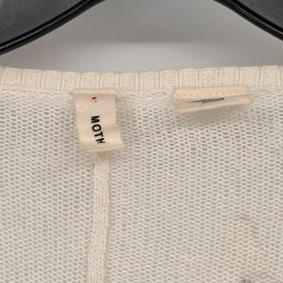 Anthropologie Moth Gossamer Pond Koi Frog Linen Cardigan sweater size large - Picture 3 of 12